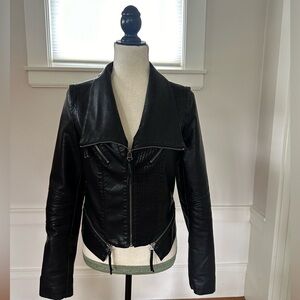 Lulu’s black vegan faux leather jacket